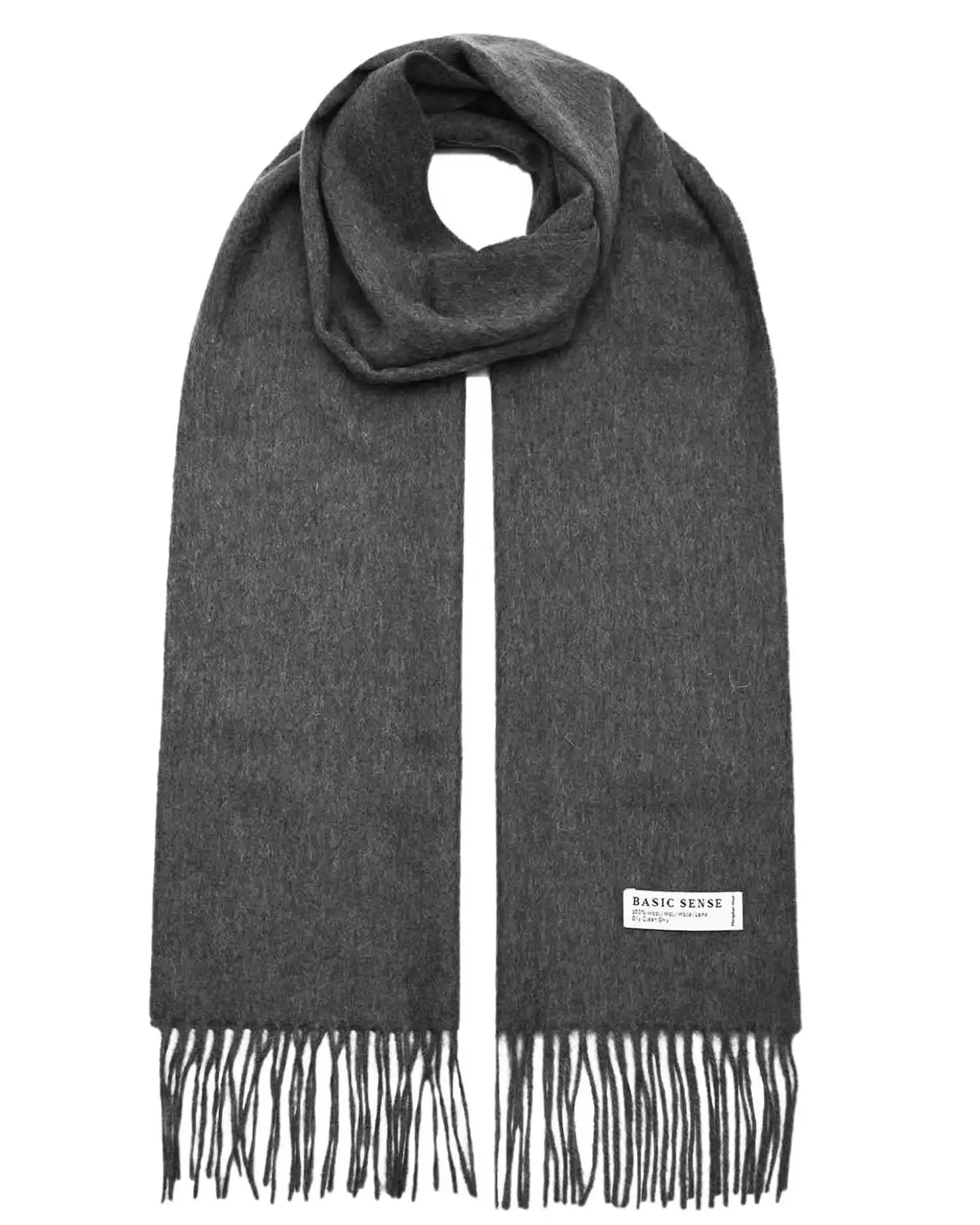 Mongolian wool scarf with fringes, soft and warm