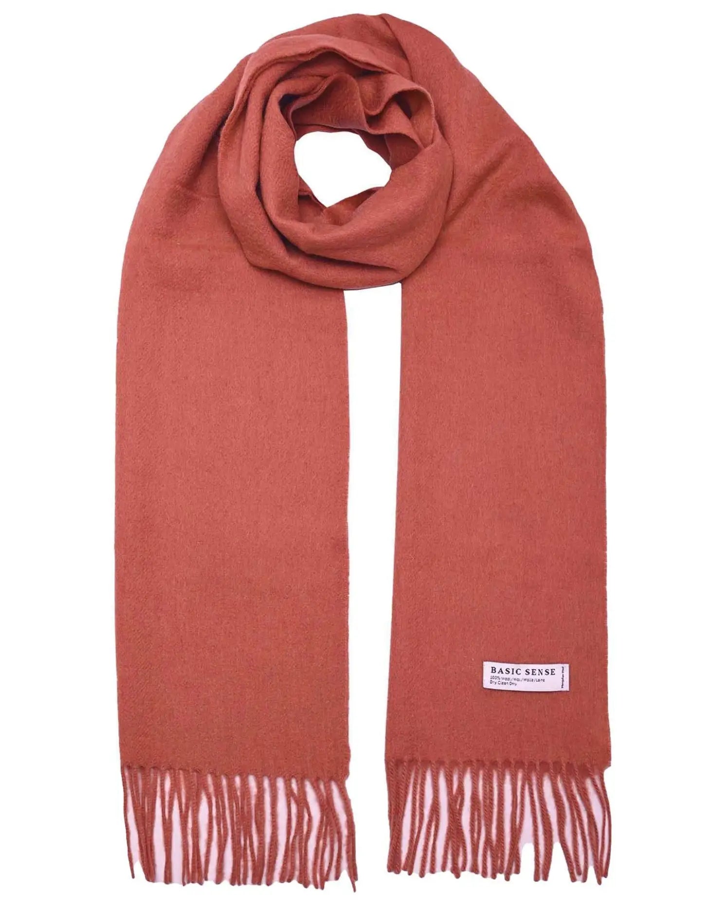 Mongolian wool scarf with red fringe, 190 x 32 cm