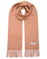 Mongolian wool scarf with fringes for warmth and style.