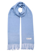 Mongolian Wool Scarf in Light Blue with Fringes - Soft, Warm, Unisex