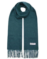 Dark green fringed Mongolian wool scarf - warm, soft, unisex