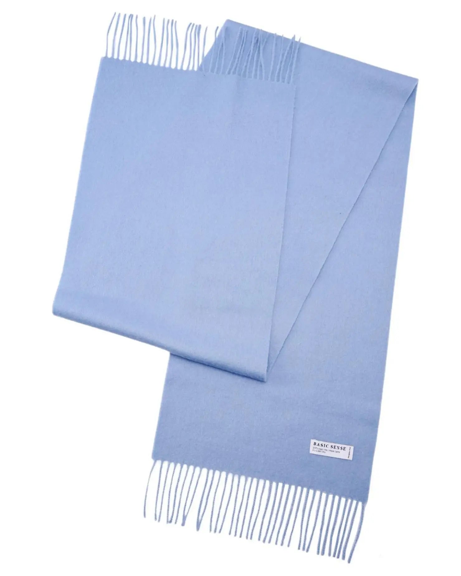 Mongolian wool scarf in light blue with fringes