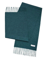 Mongolian wool scarf in dark green with fringes