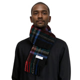 Colorful Mongolian Wool Scottish Tartan Check Scarf with fringe styled around neck