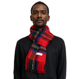 Colorful Mongolian Wool Scottish Tartan Check Scarf wrapped around a person’s neck