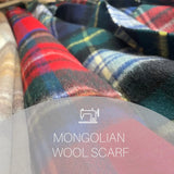 high quality Mongolian wool scarf by Basic Sense with tartan check pattern, ideal for Christmas, birthdays, or anniversaries.