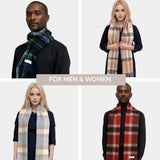 Mongolian Wool Scottish Tartan Check Scarves for Men and Women in Various Colors