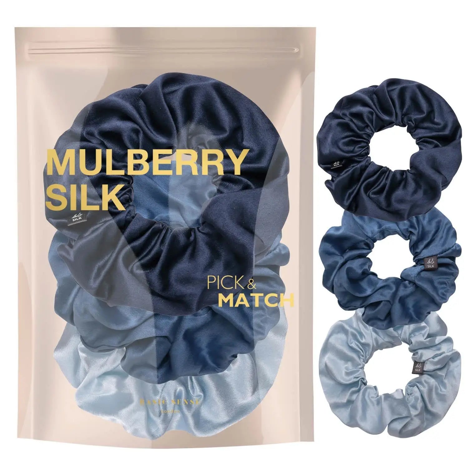 Mulberry Silk Hair Scrunchies: Large 3-Piece Set - Mulberry Silk Sca Pack
