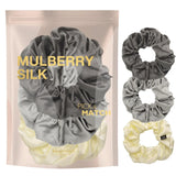Mulberry Silk Hair Scrunchies: Large 3-Piece Set for Classic Styles