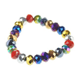 Girls’ Multi Colour Metallic Beads Stretchy Bracelet with Silver Clasp