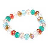 Multicolored crystal bracelet with metallic beads and stretchy design