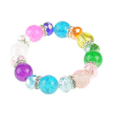 Multi-Coloured Candy Pastel Bracelet with Rhinestone Beads - bracelet with multi colored glass beads