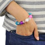 Woman wearing Multi-Coloured Candy Pastel Bracelet with colorful beads