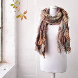 Multicoloured Two-Toned Textured Reversible Autumn Winter Scarf on mannequin
