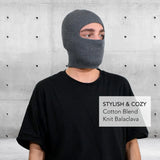 Man wearing multifunctional cotton blend balaclava face cover hat