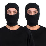 Two men wearing black cotton blend balaclavas.