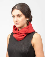 Multifunctional Hooded Autumn Winter Snood with woman wearing red scarf