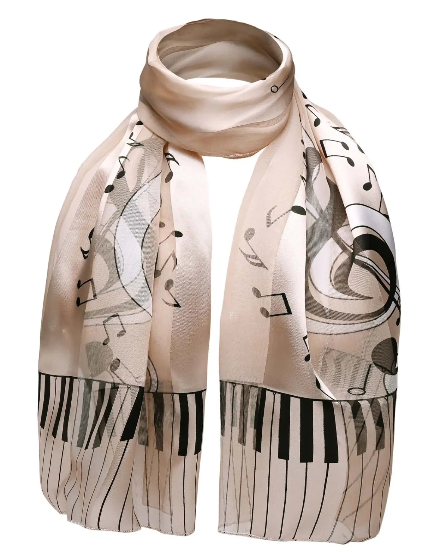 Unisex piano clef satin stripe scarf with music notes