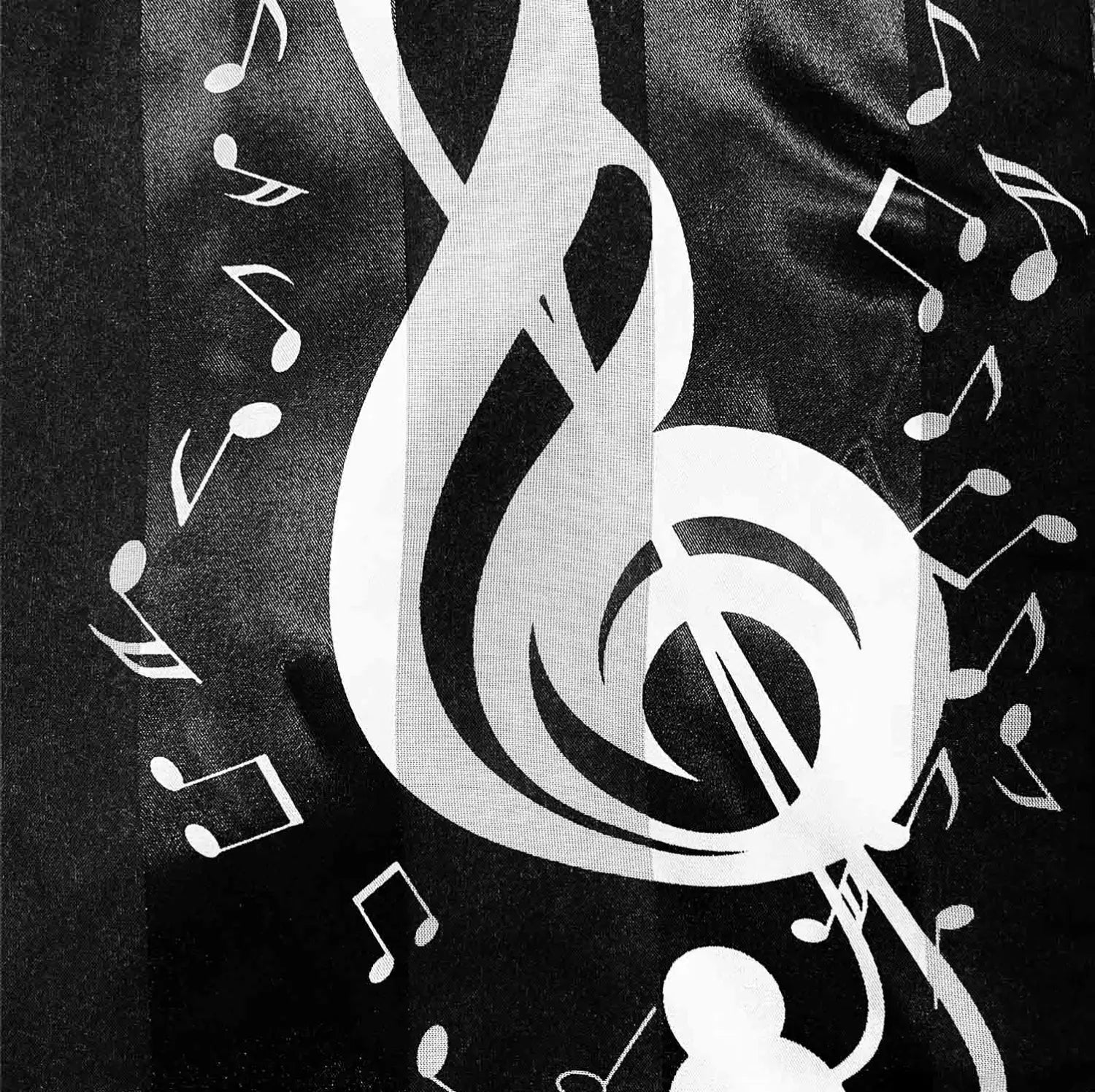 ’Black and white piano clef note poster on Music Satin Scarf for Unisex’
