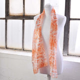 Musical Note Satin Stripe Soft Scarf featuring orange and white designs.