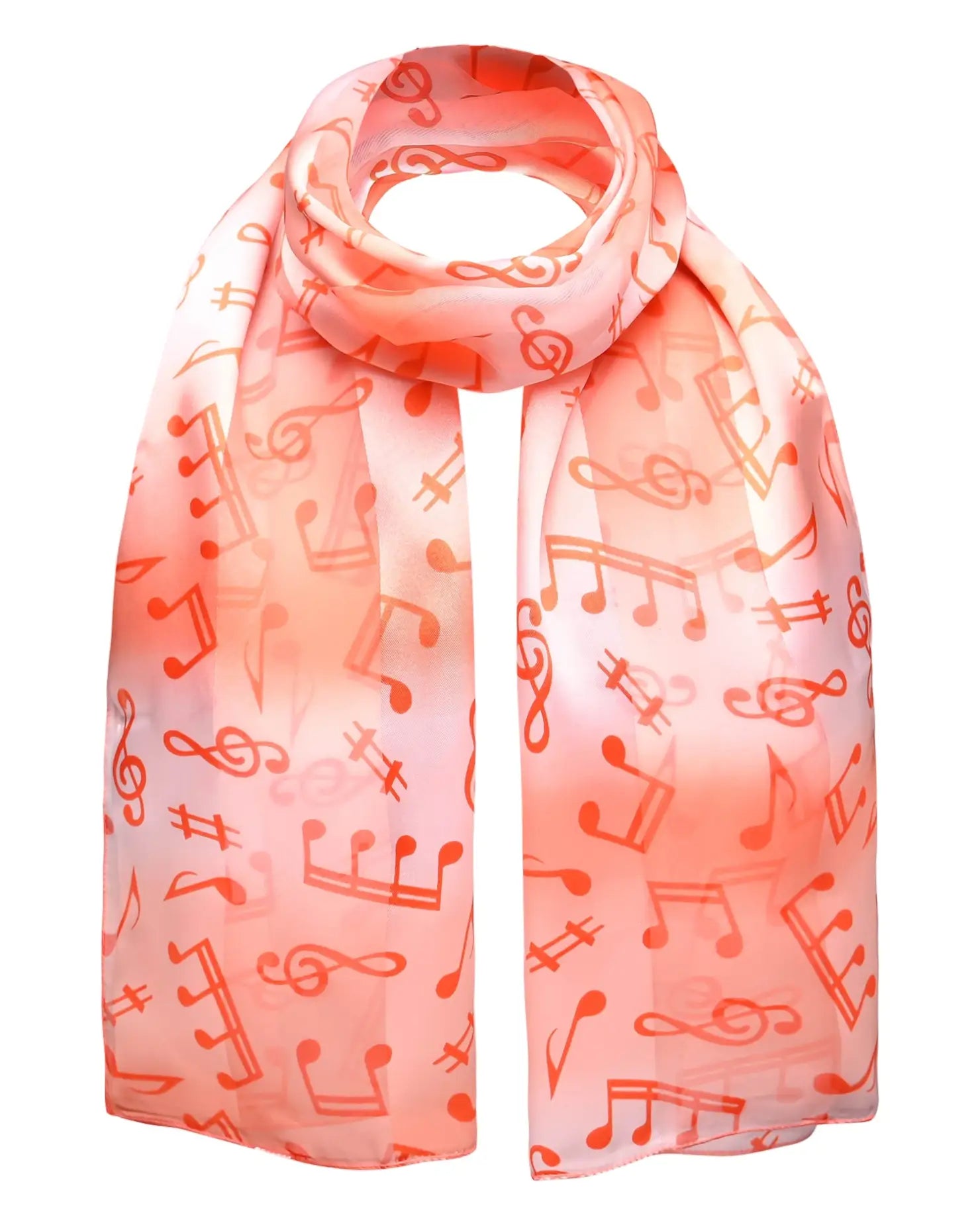 Musical note satin stripe scarf with music notes design.