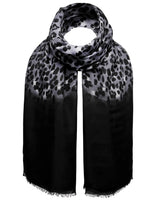 ’Black and white leopard print scarf from Ombre Leopard Animal Oversized Scarf collection’