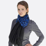 Blue and black ombre leopard animal oversized scarf