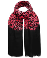 Ombre leopard animal oversized scarf with black and pink leopard print