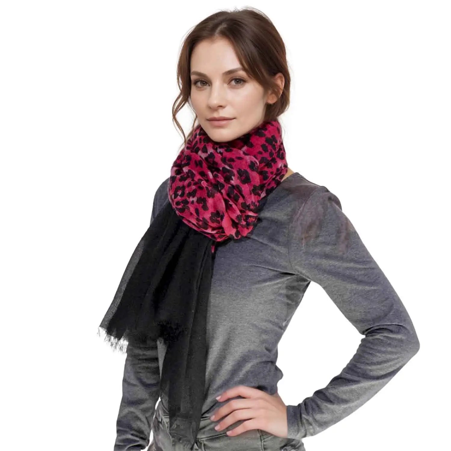 Ombre Leopard Animal Oversized Scarf - Shawls & Wraps