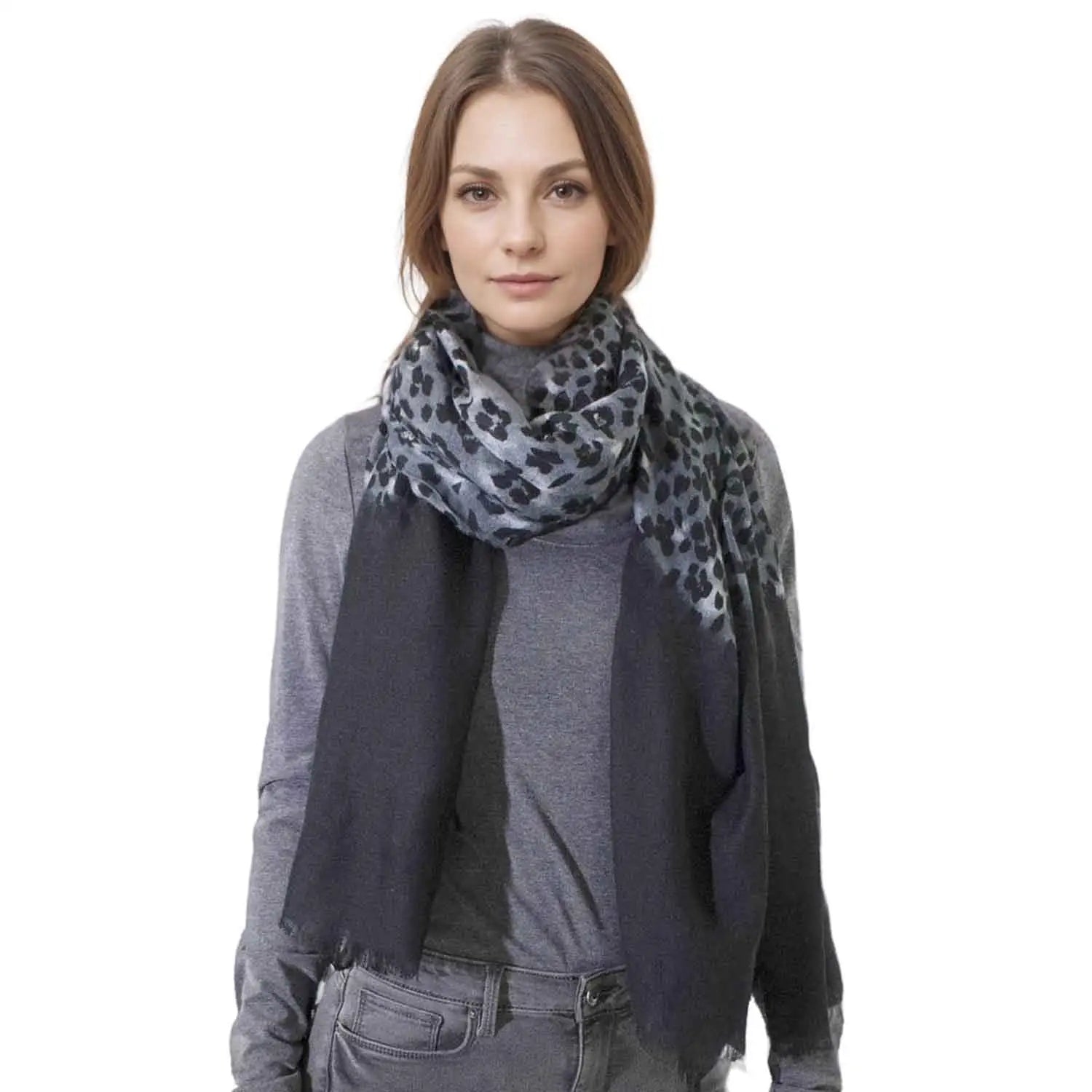 Ombre Leopard Animal Oversized Scarf - Shawls & Wraps