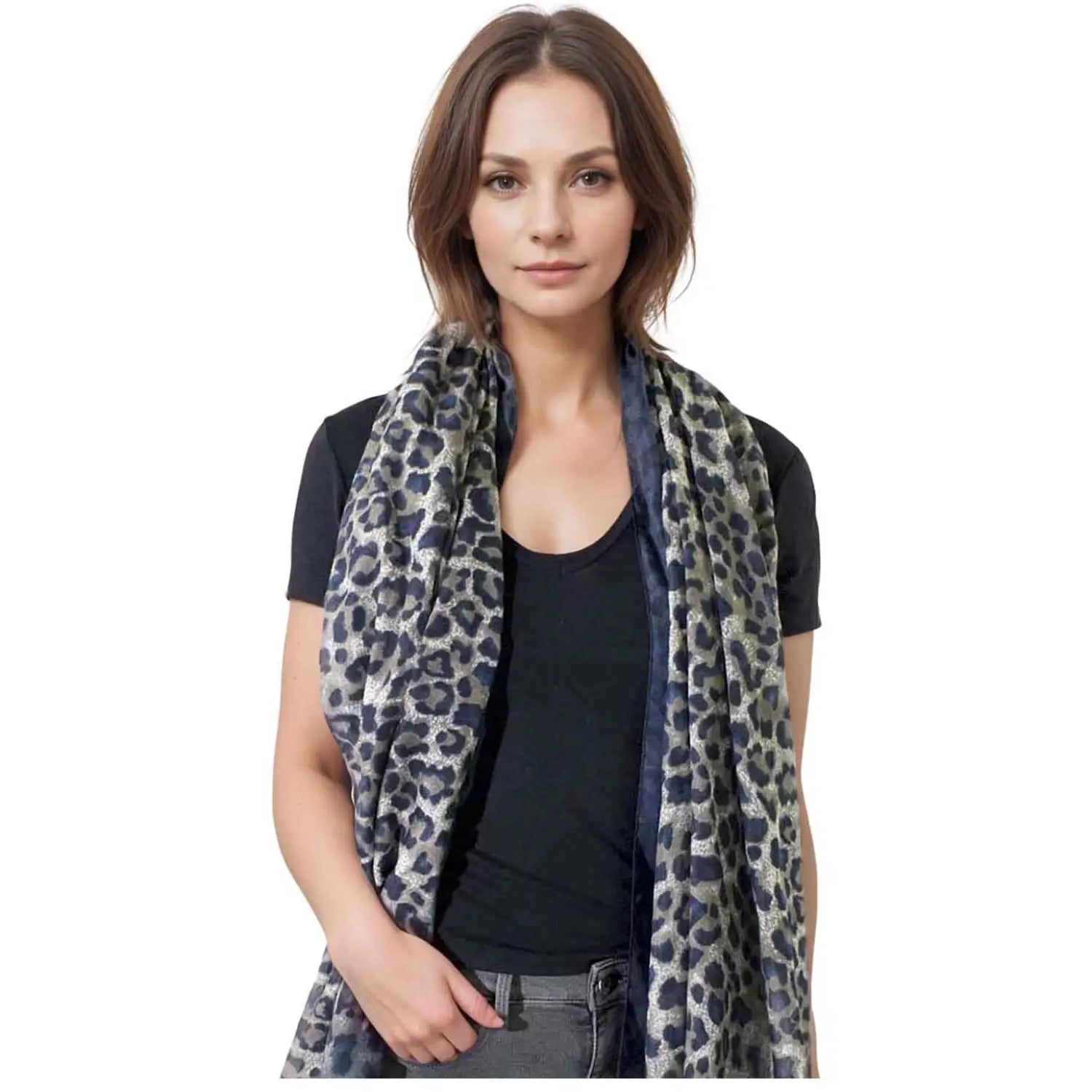 Ombre Leopard Print Dip Dye Oversized Scarf - Shawls & Wraps