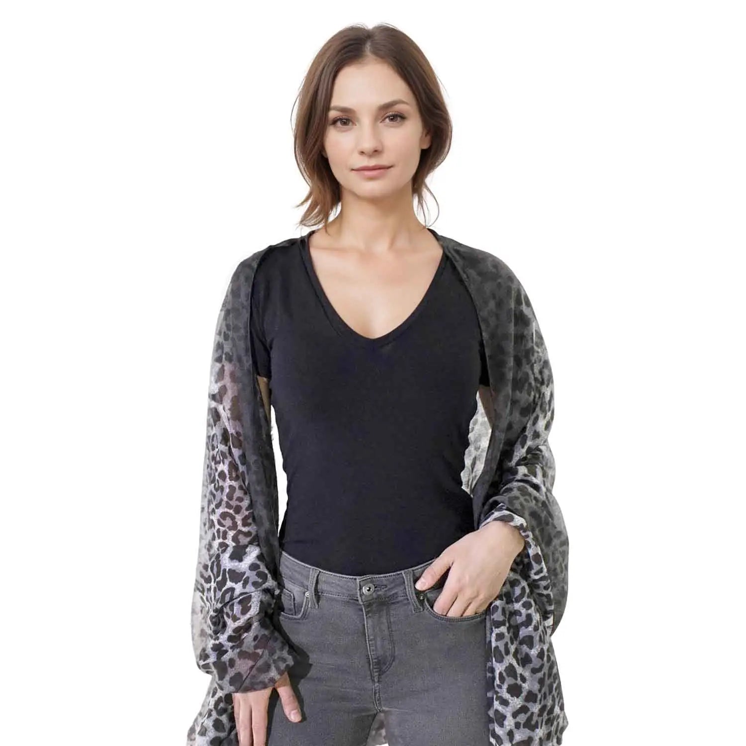 Ombre Leopard Print Dip Dye Oversized Scarf - Shawls & Wraps