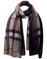 Ombre tartan oversized scarf with check pattern