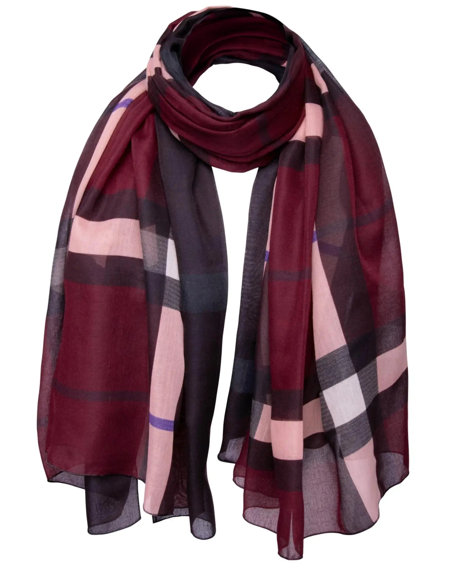 Ombre Tartan Oversized Scarf with Check Pattern