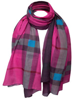 Pink and grey Ombre Tartan Oversized Scarf with check pattern