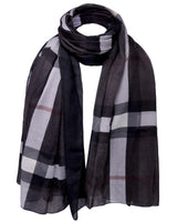 Ombre tartan oversized scarf with check pattern
