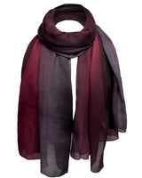 Ombre tie dye scarf in dark red and grey hues