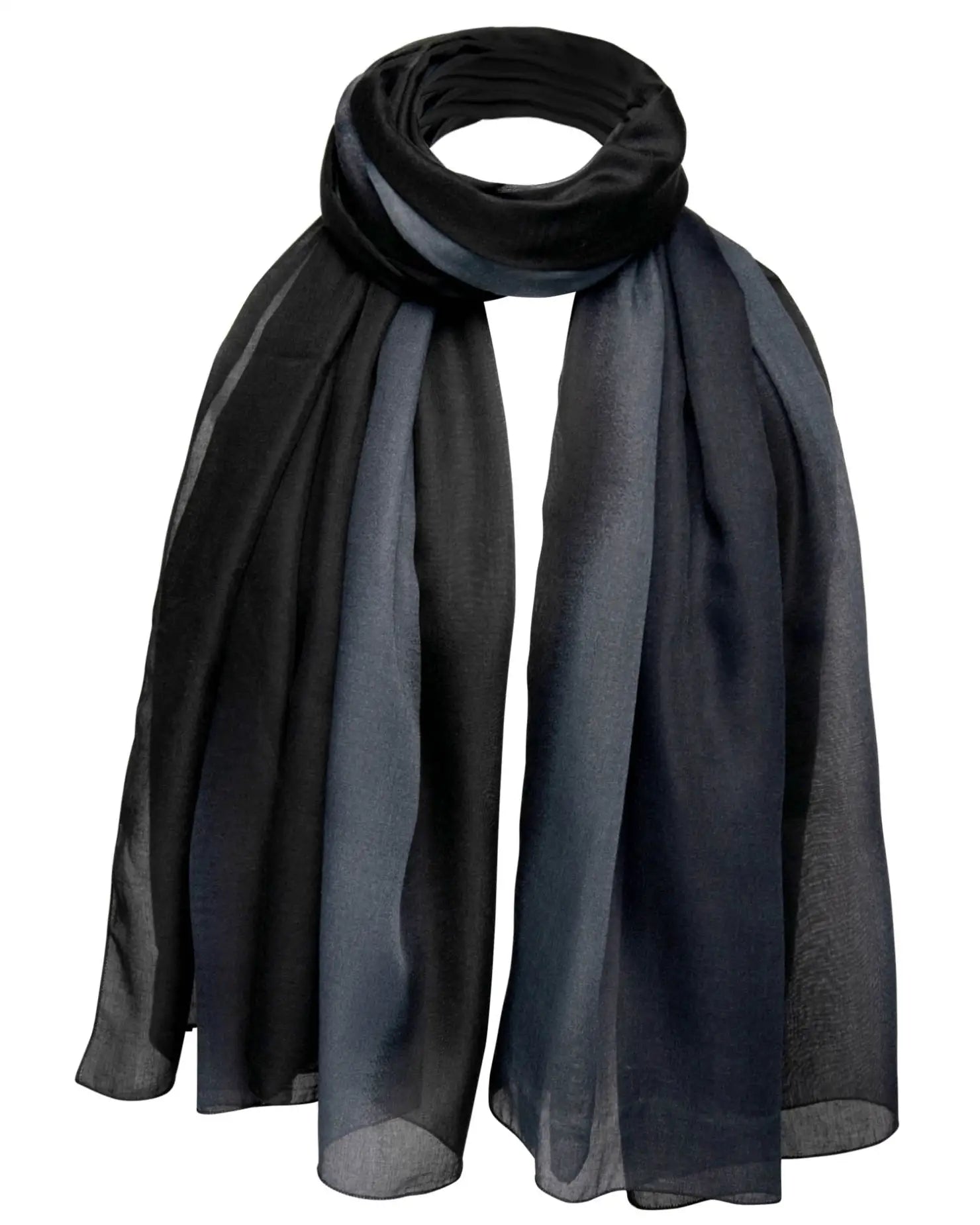 Ombre tie dye black scarf on white background