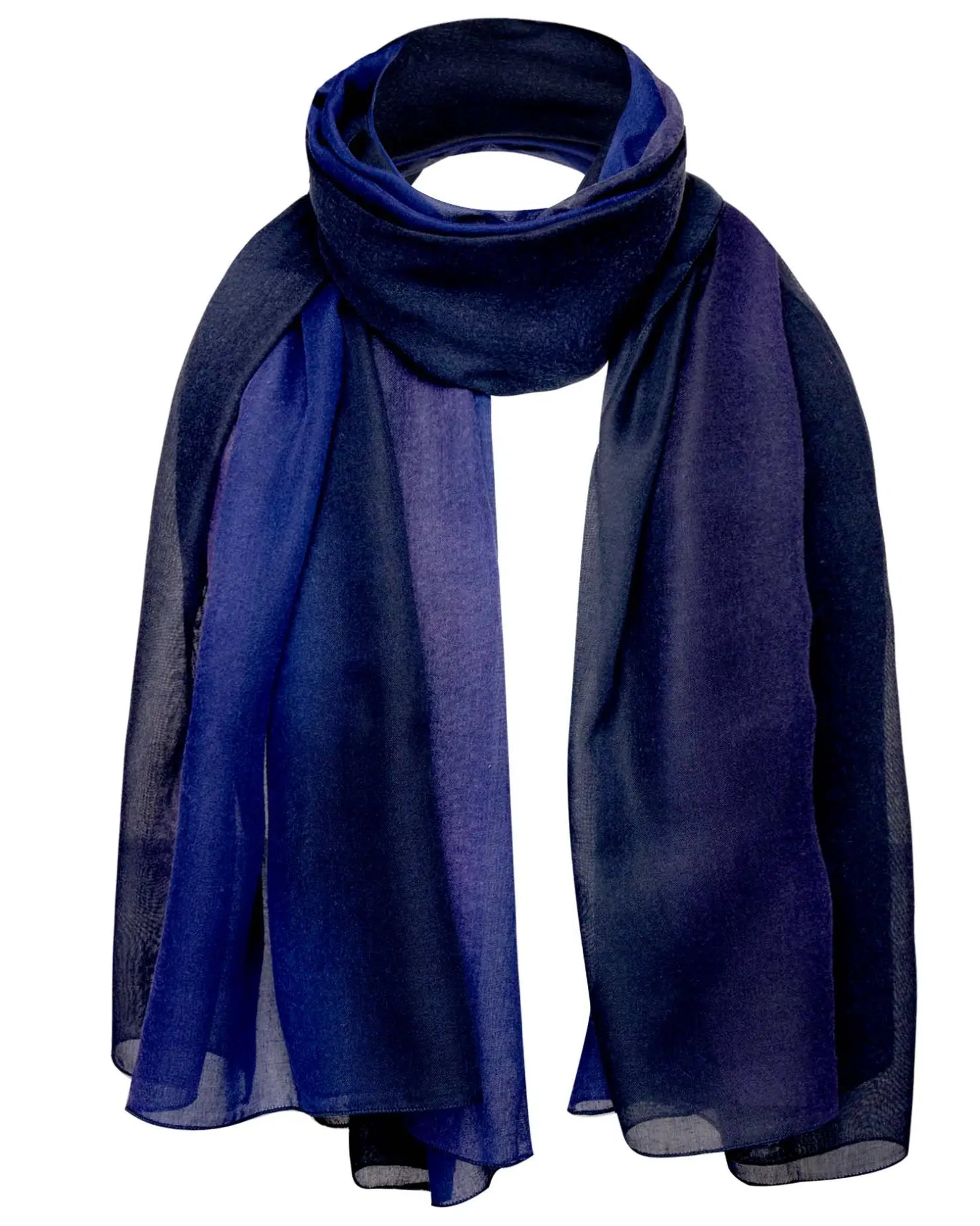 Ombre tie dye blue scarf with black border