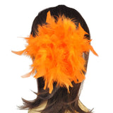 Bright orange feather hair scrunchie with unique design