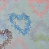 Oversized Lightweight Scarf with Heart Print & Neon Colours, fabric close up