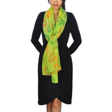 Oversized lightweight scarf with neon heart print, perfect year round