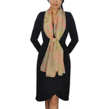 Woman in black dress and beige scarf wearing Oversized Lightweight Scarf with Heart Print & Neon Colours