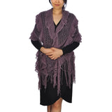 Oversized Netted Lurex Knitted Scarf in Purple Shawl Style