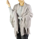Oversized textured shawl with frayed edges for autumn