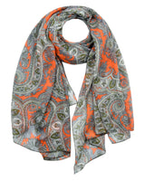 Floral maxi oversized scarf with paisley pattern