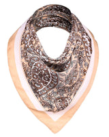 Paisley satin square scarf with elegant design.