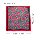 Red paisley satin square scarf with a vibrant pattern