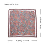 Paisley satin square scarf with brown border - Paisley Satin Square Scarf Head Wrap.