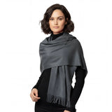 Pashmina Scarf Oversized Cashmere Feel Warm Scarf - Dark Grey - Warm Scarves